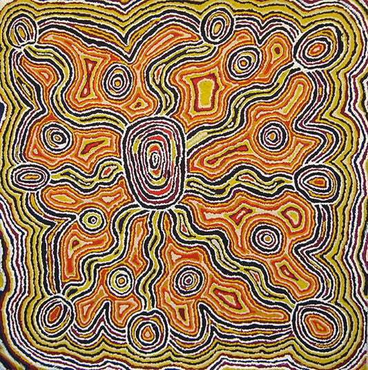 Maggie Yilpi | Witchetty Grub Aboriginal painting - Mitchell Fine Art
