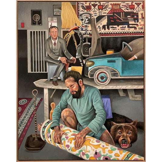 Afghan Rug and Figure | Steve Lopes art 2023