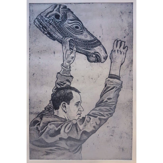 Steve Lopes art | Figure with Horse Icon, 70 x 50cm, intaglio etching, 2021-23