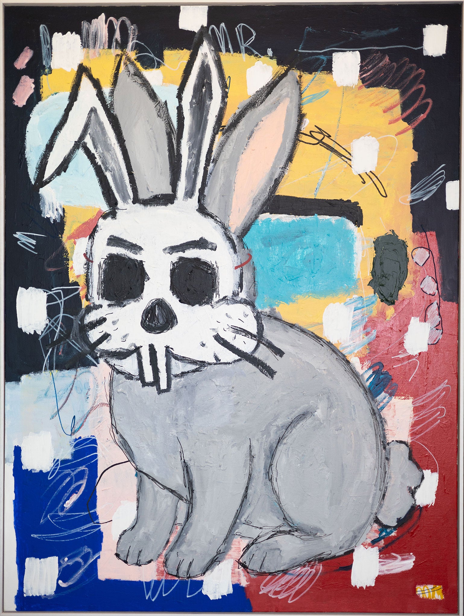Jake Moss | 'Rabbit in a Bunny Mask' 124x93.5cm – Mitchell Fine Art