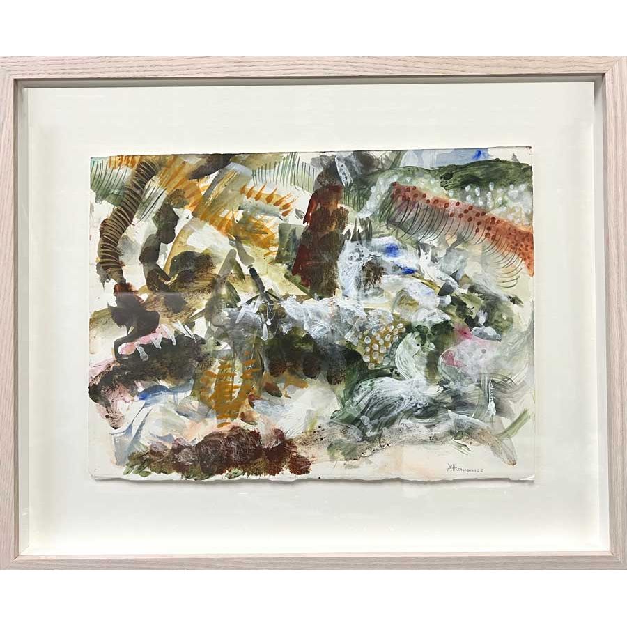 Ann Thomson artist - Land Sea Series XXIII, 44 x 53cm mixed media on paper, 2022.