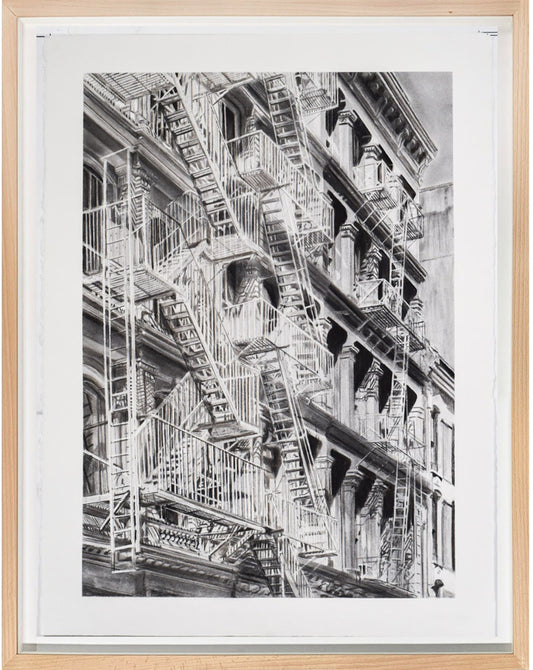 Miriam Innes New York charcoal drawings | 'A Game of Shadows and Ladders' (2024)
