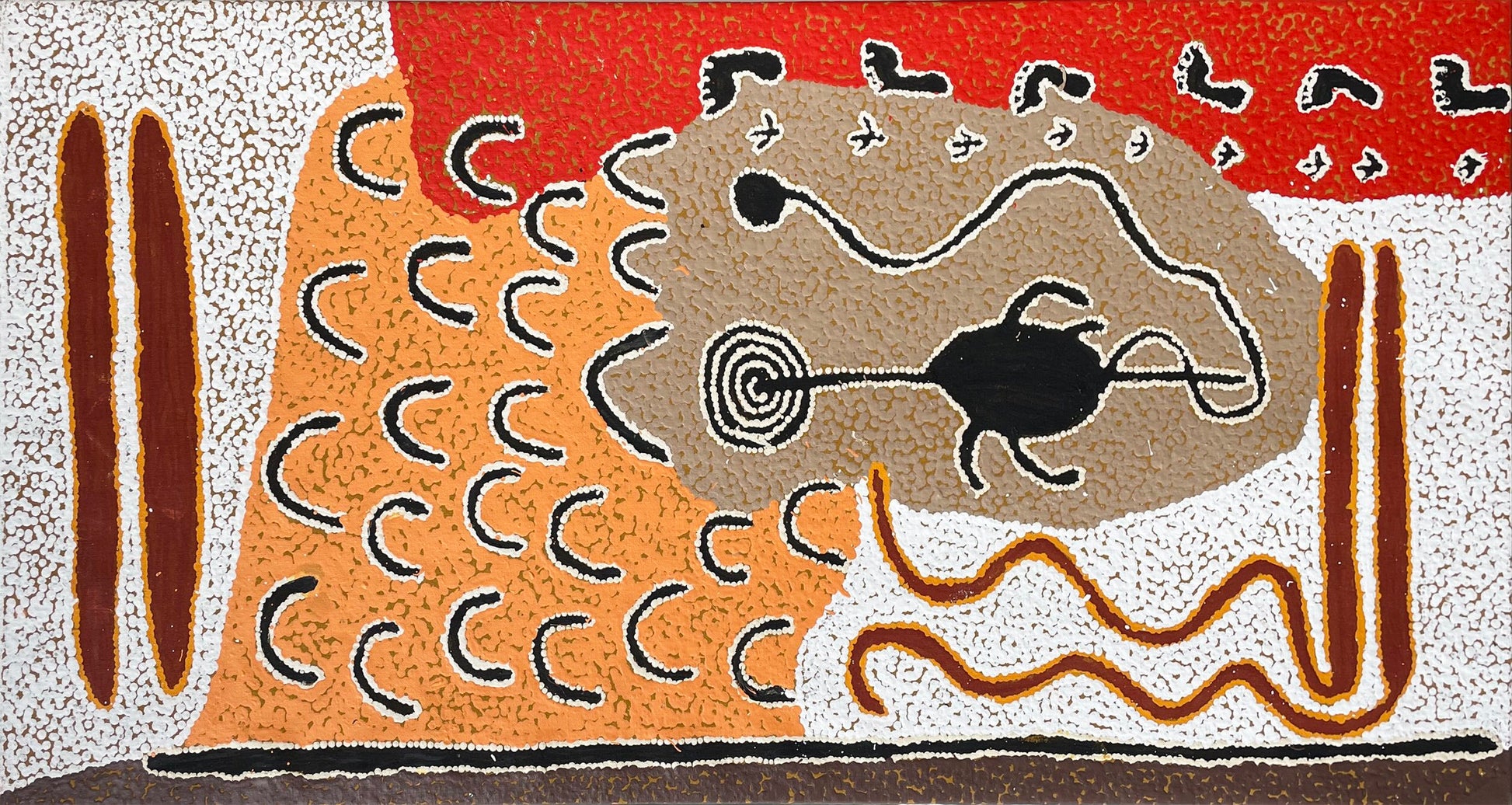 Paddy Stewart Tjapaltjarri | Ngarlu (Love Story) A16370 - Mitchell Fine Art