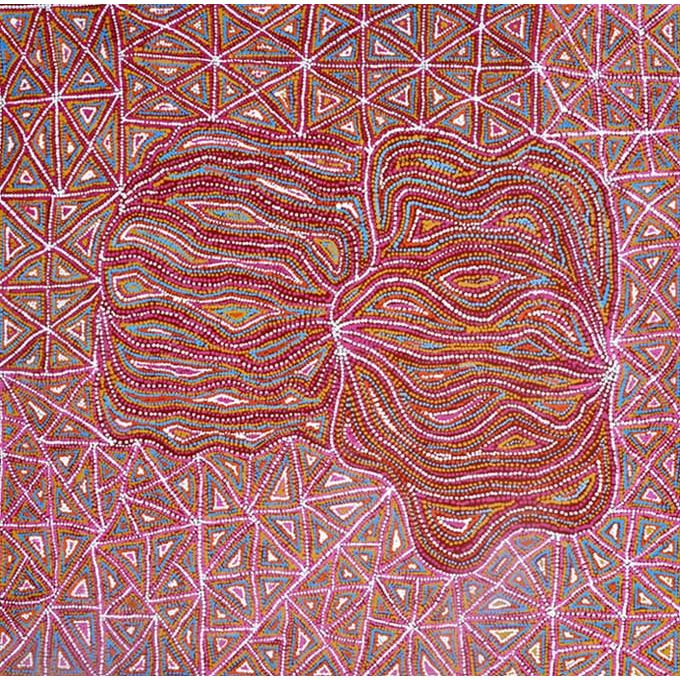 Lola Nampitjinpa Brown Aboriginal painting 90x90cm