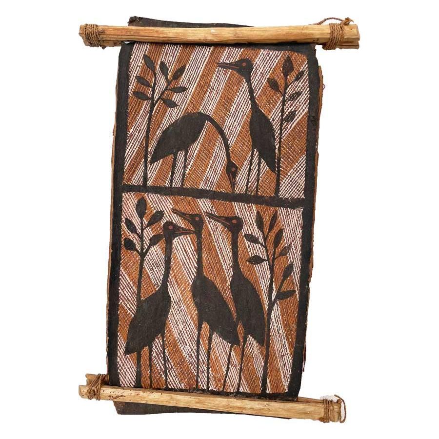 Aboriginal bark painting - Brolga Dreaming 