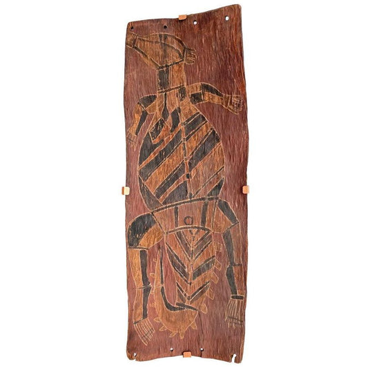 Aboriginal Bark Painting - Ginga (The Crocodile) 65x23cm