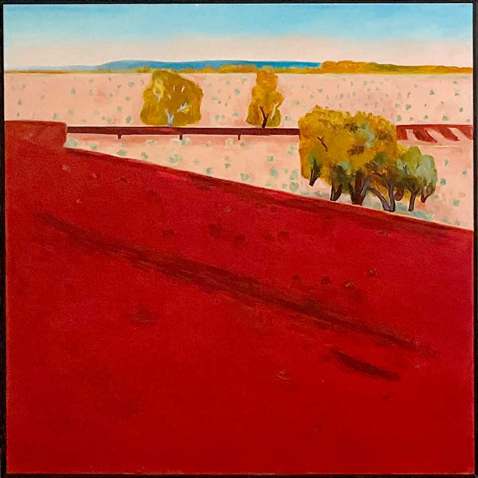 Jeff Makin painting- The Ghan at Anna Creek 167.5x168cm