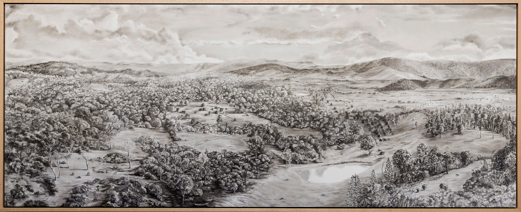 Miriam Innes | Landscape at Langshaw 63 x 154.5cm – Mitchell Fine Art