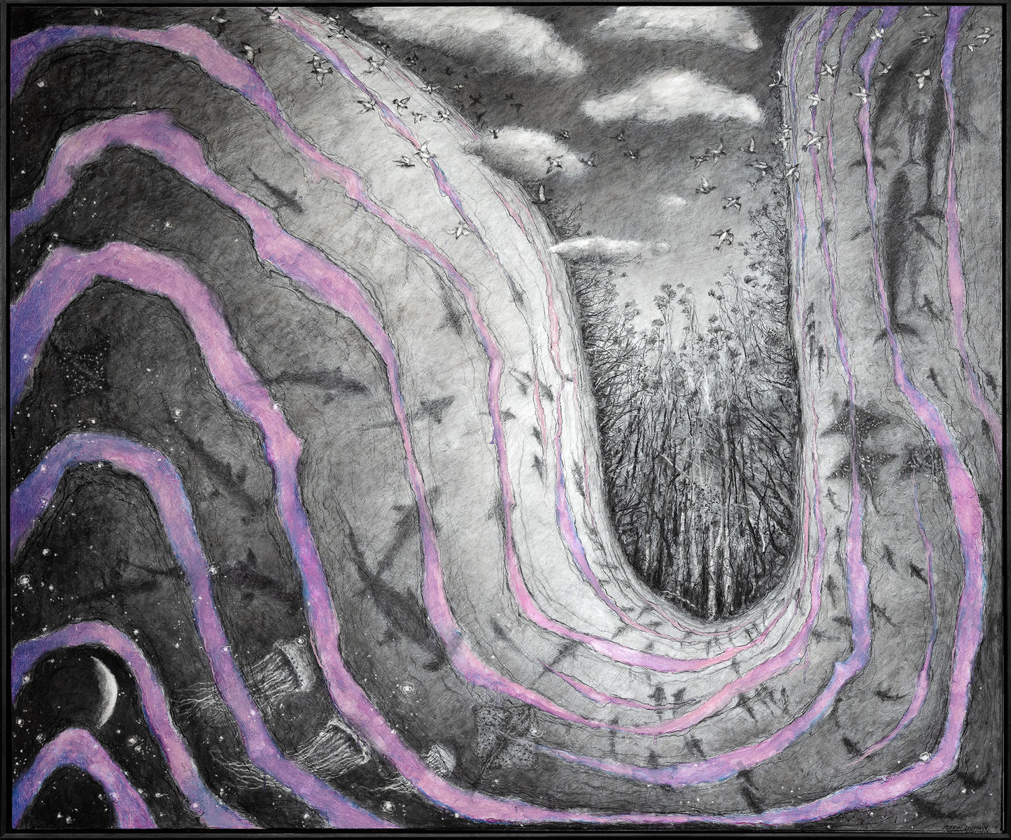 Peter Hudson 'Man Watching the Moon Watching the Land Meet the Sea'