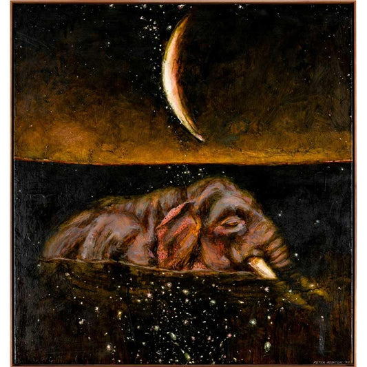 Peter Hudson art - Elephant and Crescent Moon - Mitchell Fine Art
